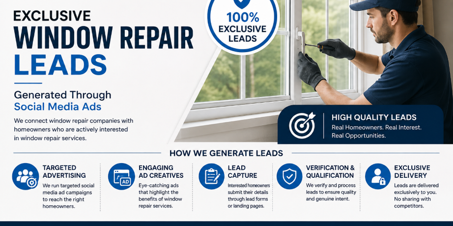 Exclusive Window Repair Leads Generated Through Social Media Ads